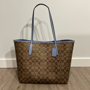 Coach Signature Brown and Blue Tote